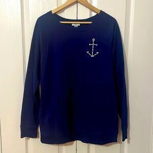 Navy blue pullover sweater with anchor detail ⚓️
